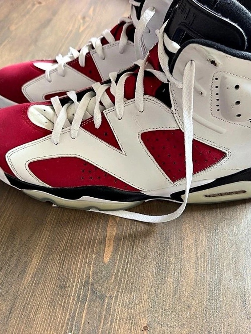 Nike Air Jordan 6 Retro High-Top Sneakers in Red & White